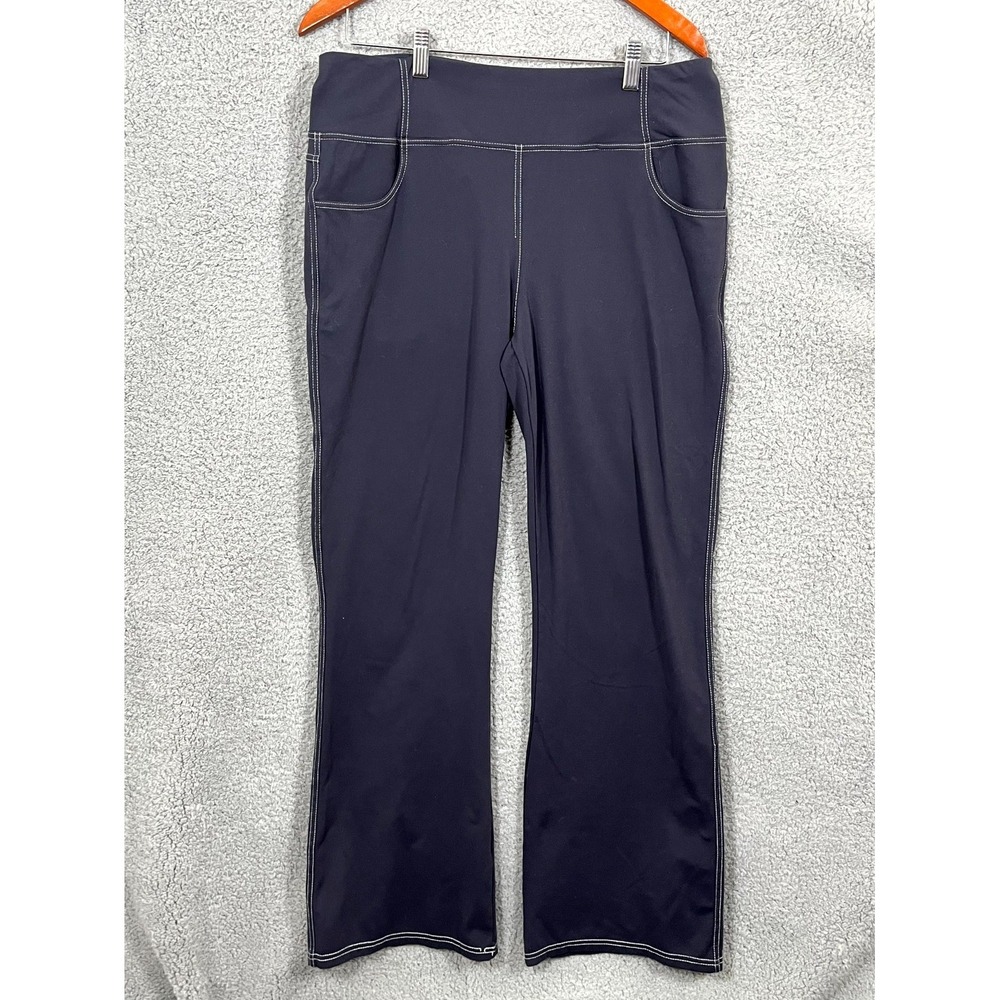G4Free Yoga Pants Womens 2XL Gray Pockets High Waist Stretch Pull On Flare Leg